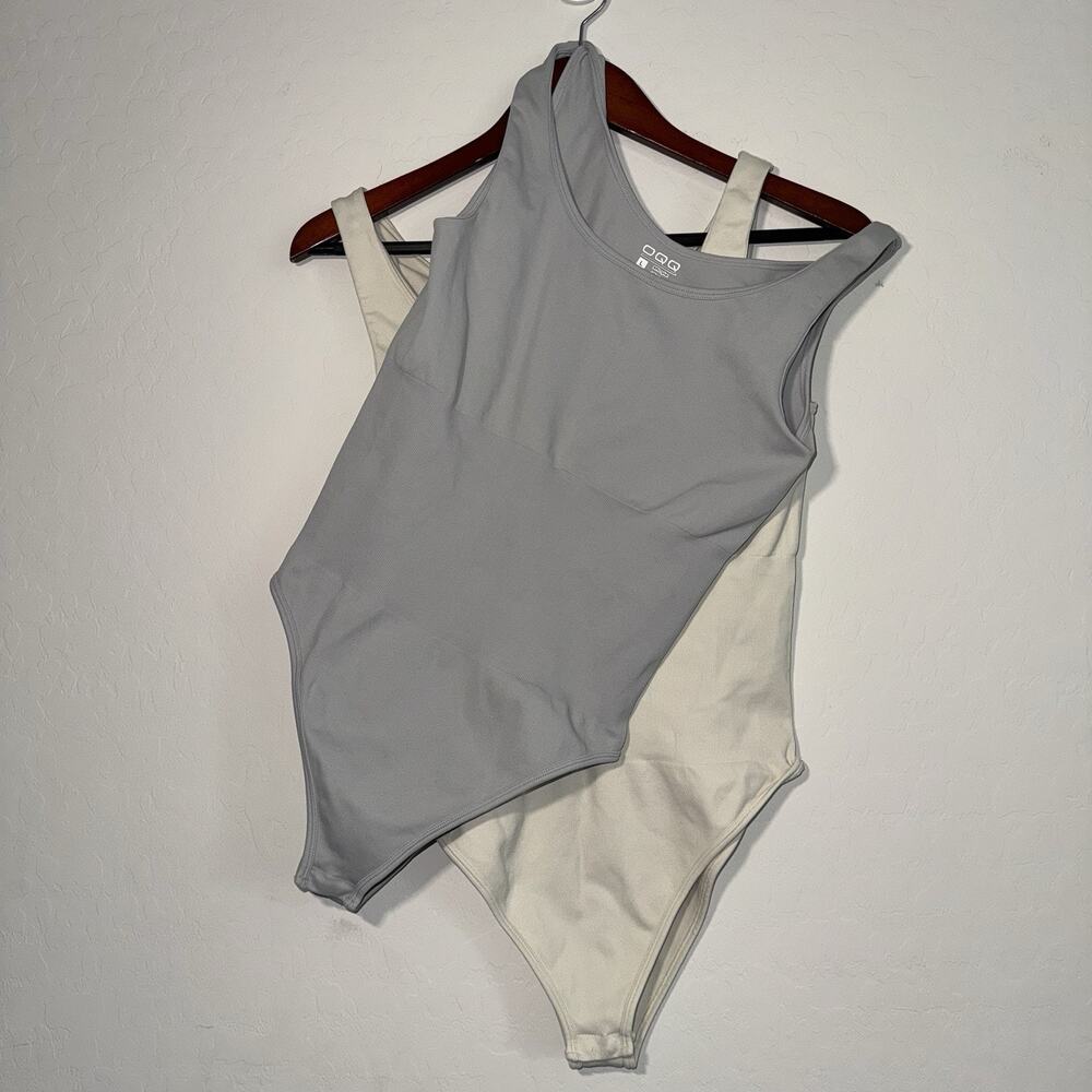 OQQ Women's Bodysuit Set Tummy Control Snap Closure Bodysuit Size Large